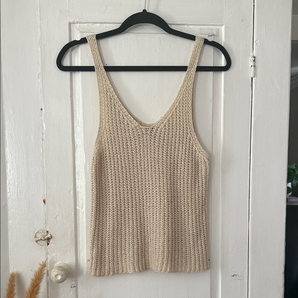 Moon & Madison Beige Knit Tank Top, Size L